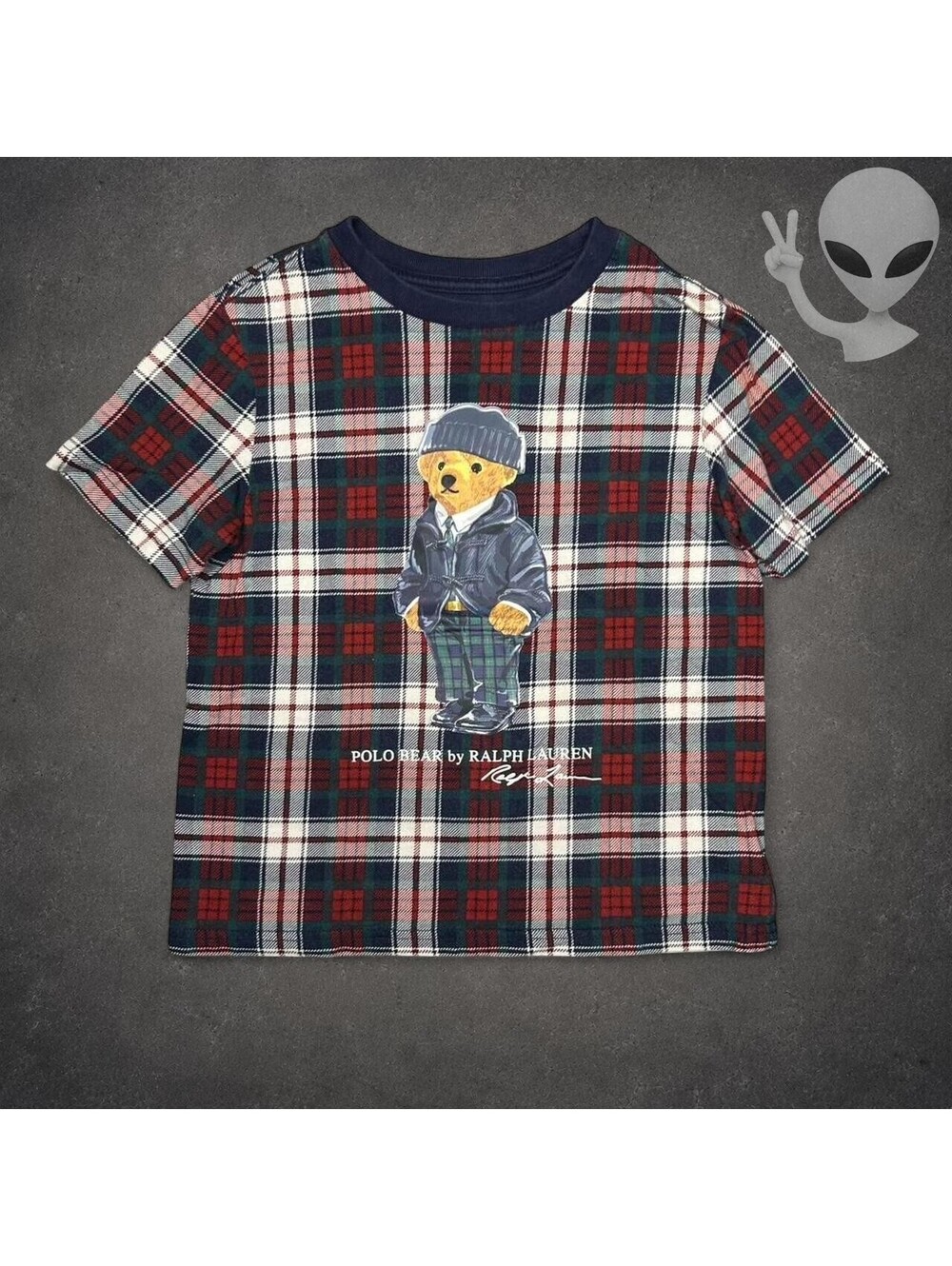 Polo Ralph Lauren Polo Bear Plaid Cotton Jersey baby Tee Women XXS - Picture 1 of 5